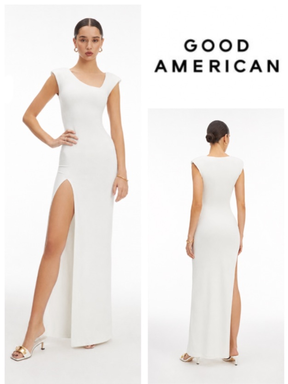 Good American Good Touch Asymmetrical Neck Maxi Dress (3)